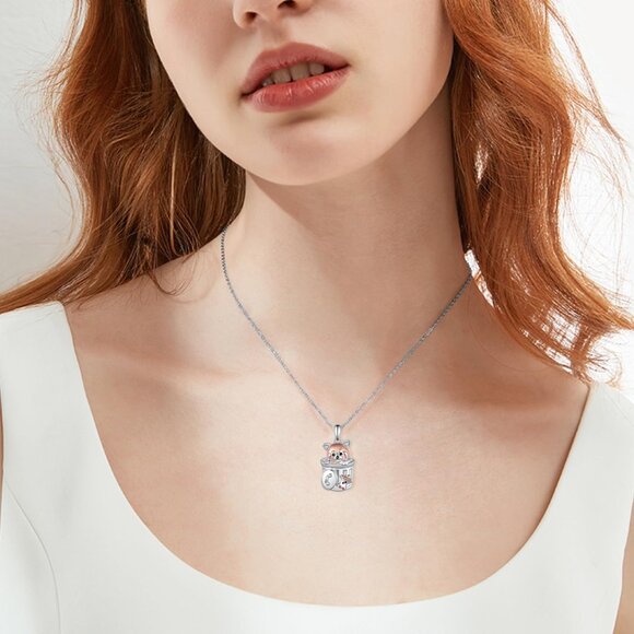 Elegant 925 Sterling Silver Red Panda Necklace for Women, 16mmx24mm Pendant, 18i - Picture 6 of 6